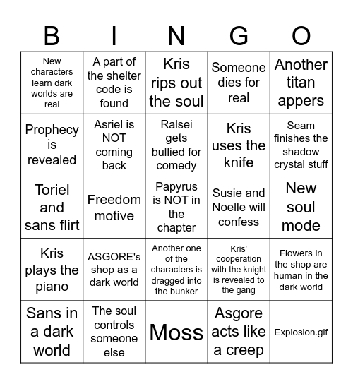 DELTARUNE STUFF Bingo Card