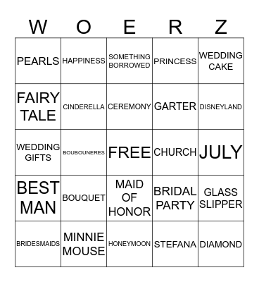 Kari's Bridal Bingo  Bingo Card