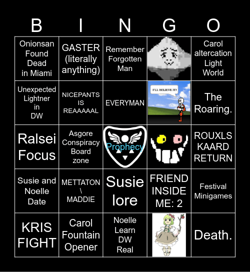 Deltarune Chapter 5 Bingo Card