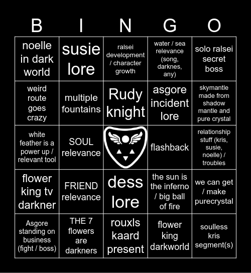 Deltarune Chapter 5 Bingo Card