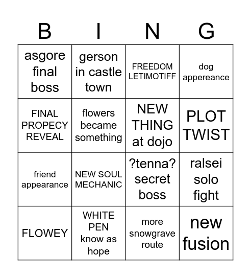 deltarune cp.5 Bingo Card