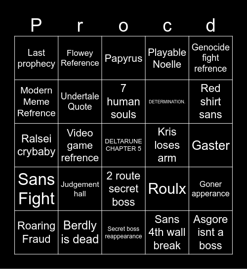 Weird Route Bingo Card