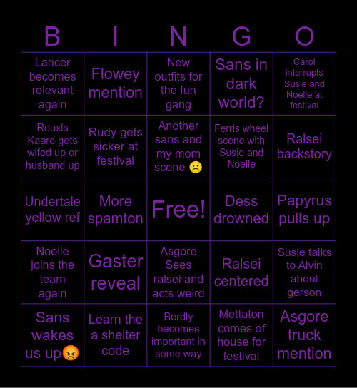 DELTARUNE BINGO Card