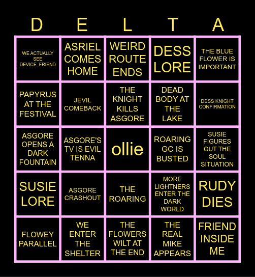 CHAPTER FIVE BINGO Card