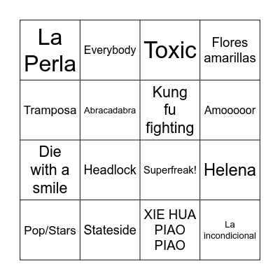 BINGO MUSICAL AUUUUUUUUUUU Bingo Card