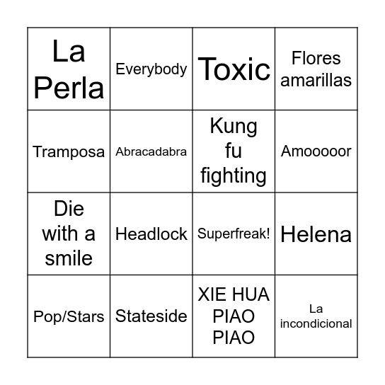 BINGO MUSICAL AUUUUUUUUUUU Bingo Card
