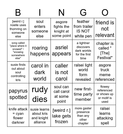 THE GREATEST DELTARUNE CH5 BINGO PERHAPS EVER Bingo Card