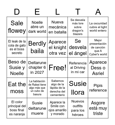 Deltarune Autumn Bingo Card