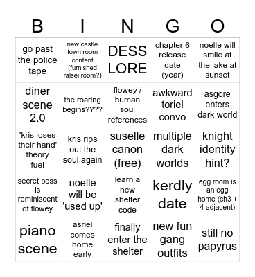 deltarune ch5 predictions Bingo Card