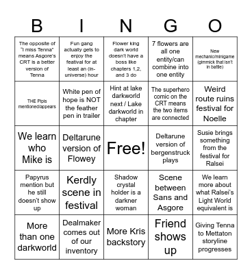Deltarune Ch 5 Bingo Card