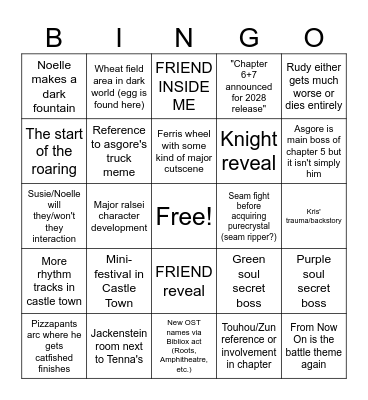 DELTARUNE CHAPTER 5 Bingo Card