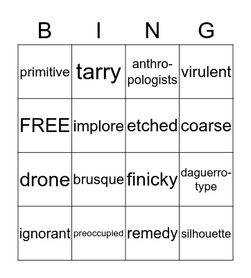 Running Out of Time Bingo Card