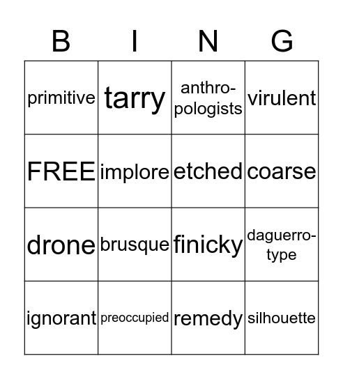 Running Out of Time Bingo Card