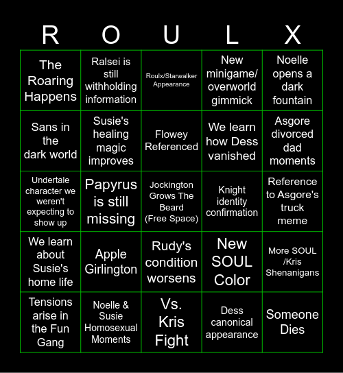 Deltarune Ch 5 Bingo Card