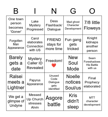 Deltarune chp5 Bingo Card