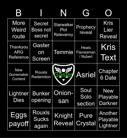Deltarune Chapter 5 Bingo Card