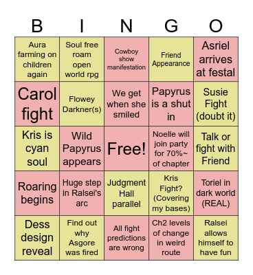 DELTARUNE CH5 Bingo Card