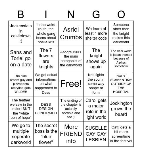 DELTARUHNE CHAP 5 BINGO Card