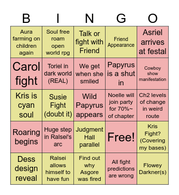 DELTARUNE CH5 Bingo Card