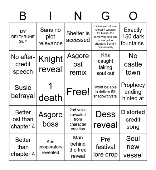 Chapter 5 Bingo Card