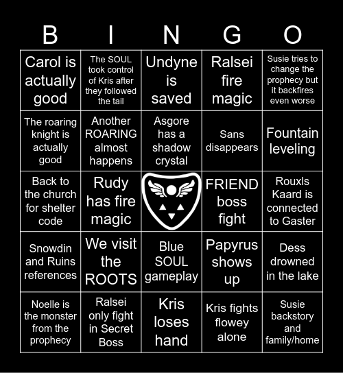 Deltarune Chapter 5 Bingo Card