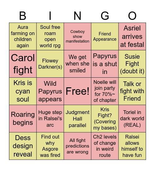 DELTARUNE CH5 Bingo Card