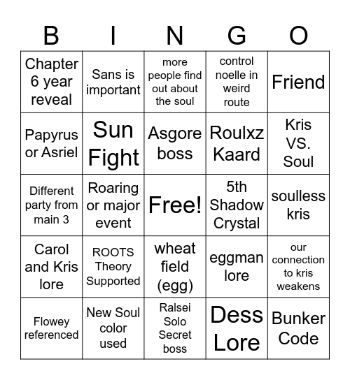 Chapter 5 Bingo Card