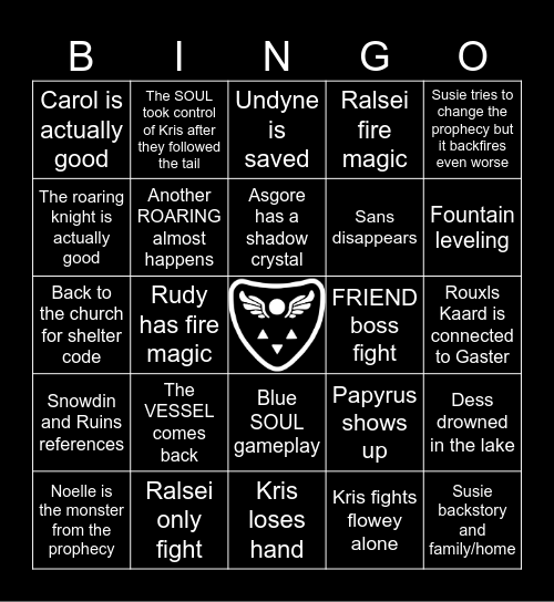 Deltarune Chapter 5 Bingo Card