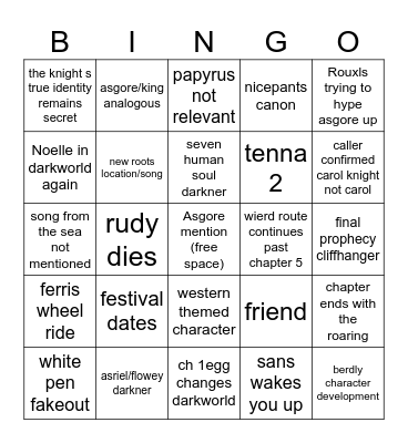 Deltarune brungus Bingo Card