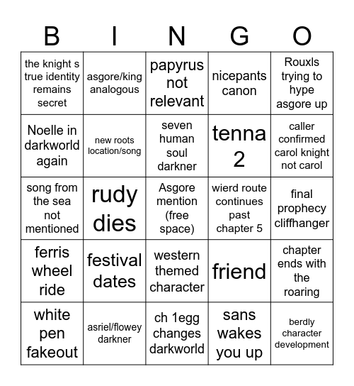 Deltarune brungus Bingo Card