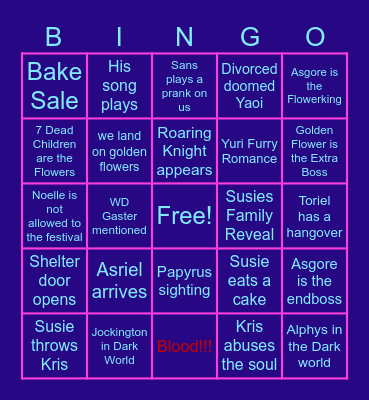 Deltarune Ch. 5 Bingo Card