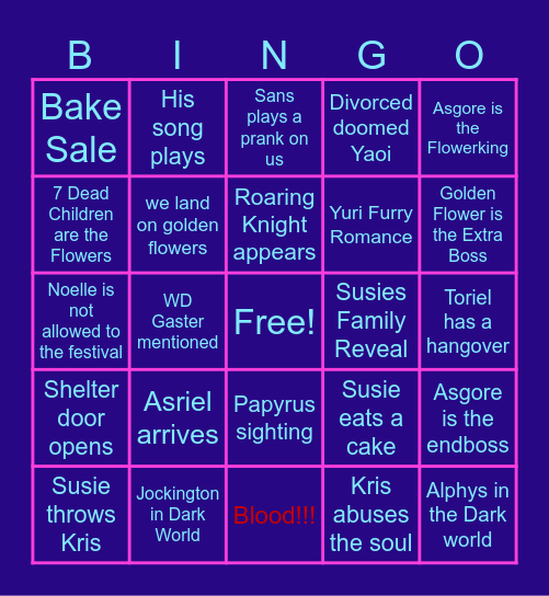 Deltarune Ch. 5 Bingo Card