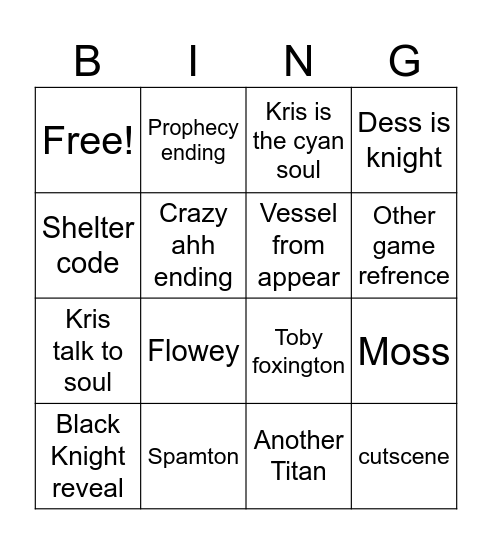 DELTARUNE CHAPTER 5 Bingo Card