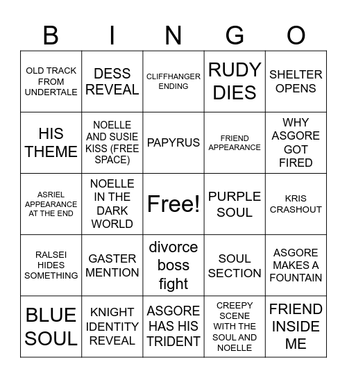DELTARUNE CHAPTER 5 Bingo Card