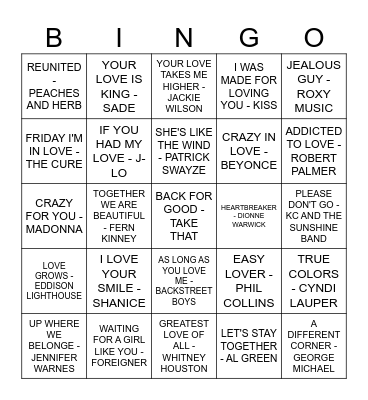 HAPPY VALENTINES DAY Bingo Card