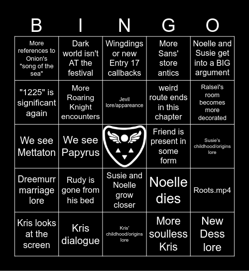 Deltarune Chapter 5 Bingo Card