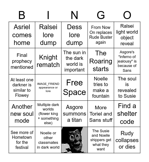 Deltarune Chapter 5 Bingo Card