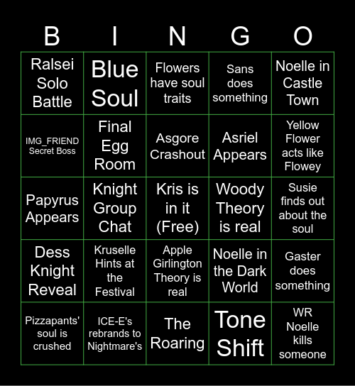 evelyn's deltarune ch 5 bingo Card