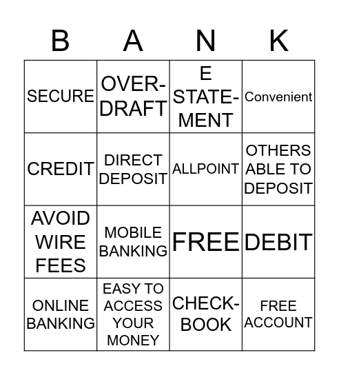 BANK ACCOUNT? Bingo Card