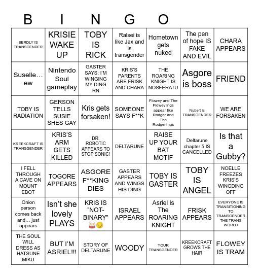 DELTARUNE CHAPTER 5 Bingo Card