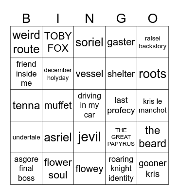 my bingo deltarune chapter five (flamiani) Bingo Card