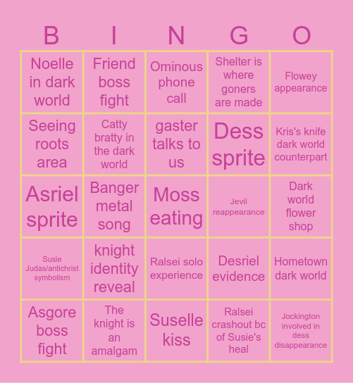 DELTARUNE CH5 Bingo Card