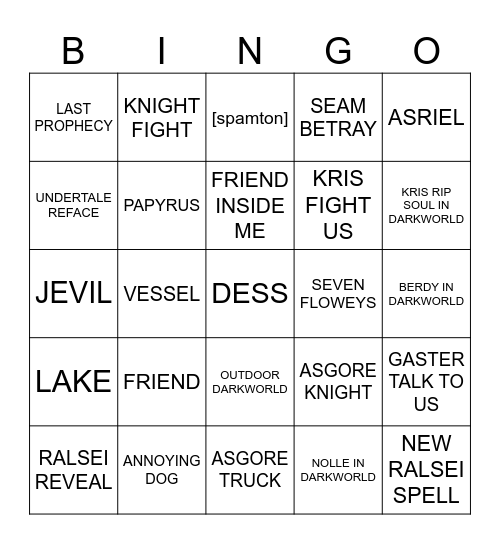 DLETARUNE CHAPTER 5 Bingo Card