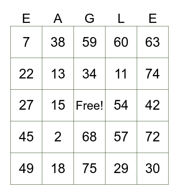 Camp Eagle Ridge Bingo Card