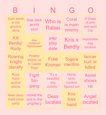 Chapter 5 Bingo of doom Bingo Card