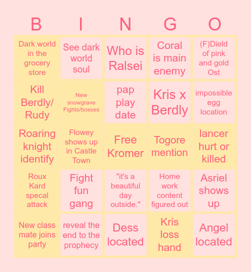 Chapter 5 Bingo of doom Bingo Card