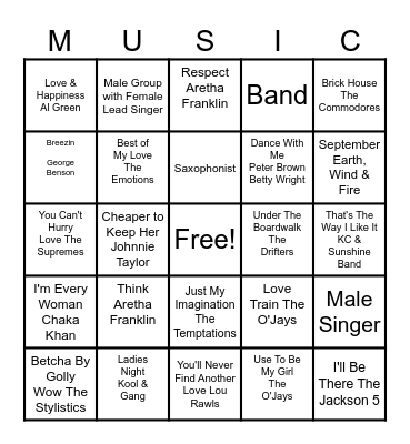 1970's Bingo Card