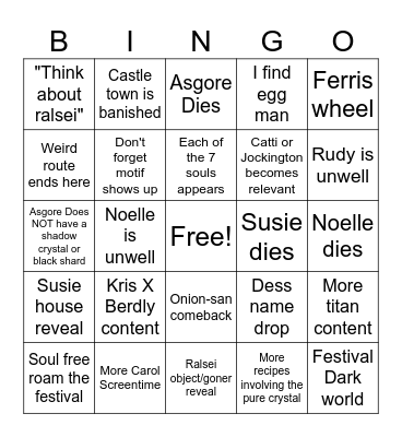 Chapter 5 Bingo Card