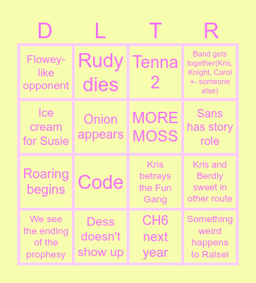 DELTARUNE CH5 Predictions Bingo Card