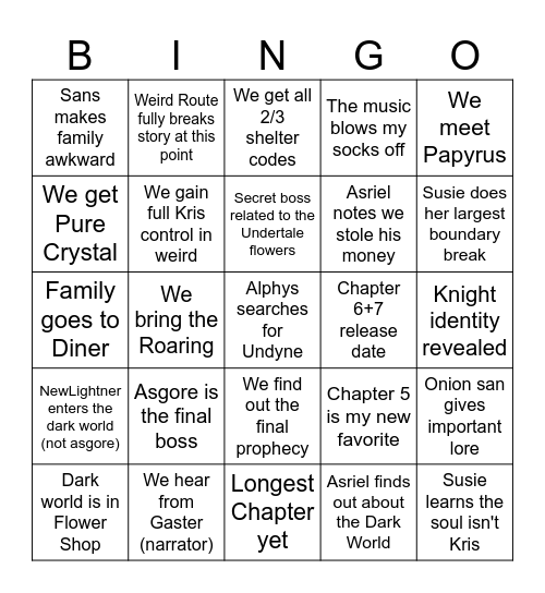 dt bingo board Bingo Card